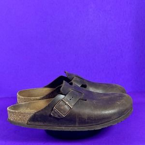 Birkenstock Women's Brown Leather Boston Clogs Shoe Size 11